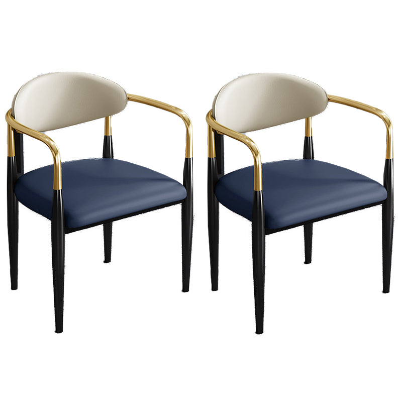Industrial Open Back Chairs Dining Arm Chair for Kitchen with Metal Legs Blue 2 Piece Set Clearhalo 'Dining Chairs' 'Dining Tables & Seating' 'dining_chair' 'furn' 'furn_dining_chair' 'Furniture' 'furniture_dining_chair' 'Kitchen & Dining Furniture' 4912103