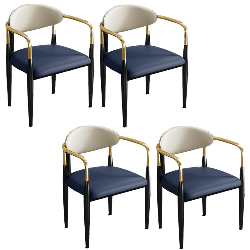 Industrial Open Back Chairs Dining Arm Chair for Kitchen with Metal Legs Blue 4 Piece Set Clearhalo 'Dining Chairs' 'Dining Tables & Seating' 'dining_chair' 'furn' 'furn_dining_chair' 'Furniture' 'furniture_dining_chair' 'Kitchen & Dining Furniture' 4912105