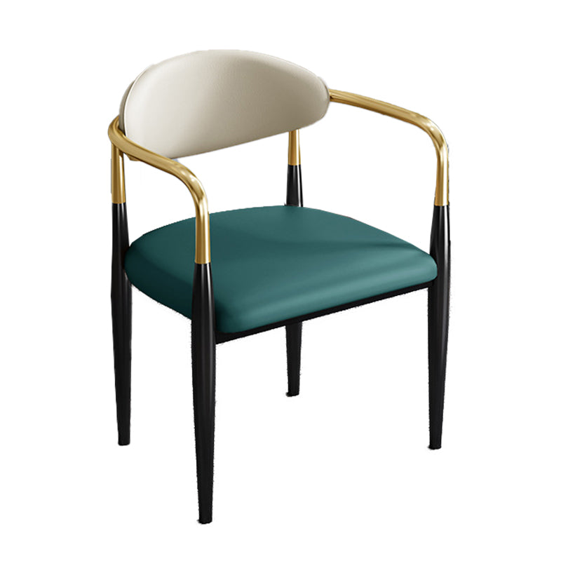 Industrial Open Back Chairs Dining Arm Chair for Kitchen with Metal Legs Green 1 Piece Clearhalo 'Dining Chairs' 'Dining Tables & Seating' 'dining_chair' 'furn' 'furn_dining_chair' 'Furniture' 'furniture_dining_chair' 'Kitchen & Dining Furniture' 4912107