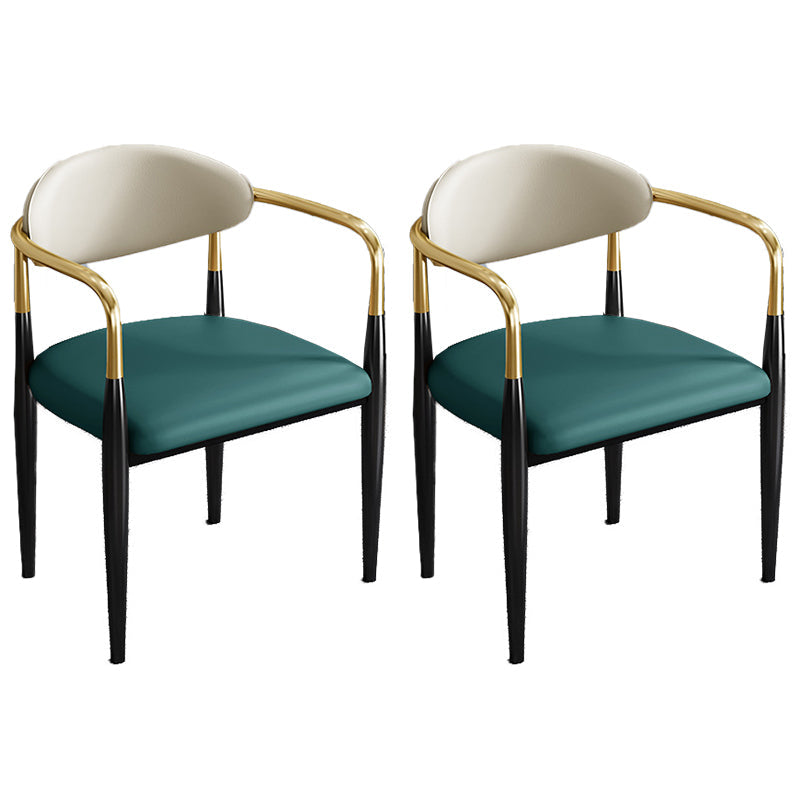 Industrial Open Back Chairs Dining Arm Chair for Kitchen with Metal Legs Green 2 Piece Set Clearhalo 'Dining Chairs' 'Dining Tables & Seating' 'dining_chair' 'furn' 'furn_dining_chair' 'Furniture' 'furniture_dining_chair' 'Kitchen & Dining Furniture' 4912110