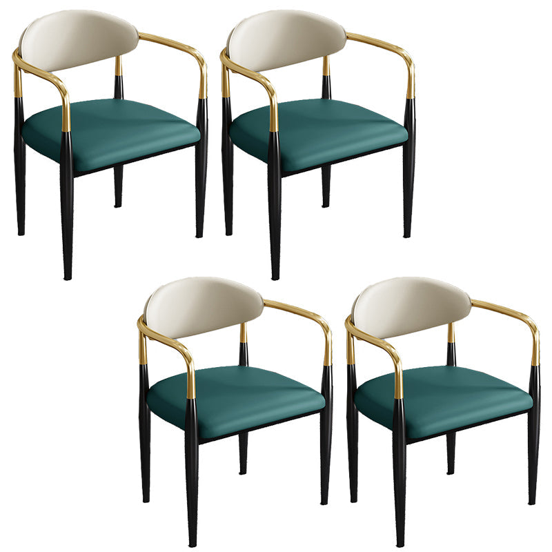 Industrial Open Back Chairs Dining Arm Chair for Kitchen with Metal Legs Green 4 Piece Set Clearhalo 'Dining Chairs' 'Dining Tables & Seating' 'dining_chair' 'furn' 'furn_dining_chair' 'Furniture' 'furniture_dining_chair' 'Kitchen & Dining Furniture' 4912111