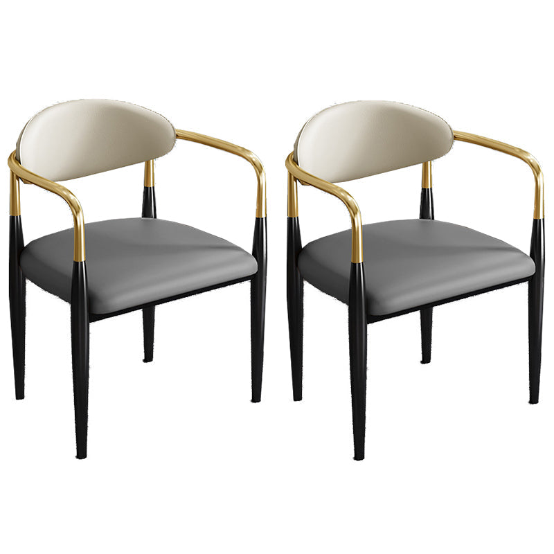 Industrial Open Back Chairs Dining Arm Chair for Kitchen with Metal Legs Grey 2 Piece Set Clearhalo 'Dining Chairs' 'Dining Tables & Seating' 'dining_chair' 'furn' 'furn_dining_chair' 'Furniture' 'furniture_dining_chair' 'Kitchen & Dining Furniture' 4912113