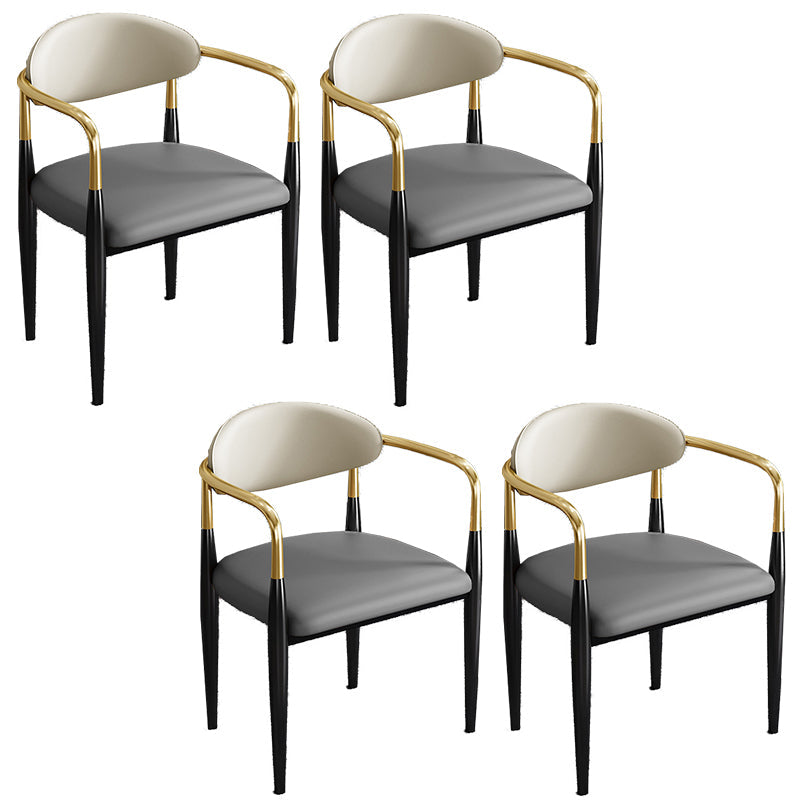 Industrial Open Back Chairs Dining Arm Chair for Kitchen with Metal Legs Grey 4 Piece Set Clearhalo 'Dining Chairs' 'Dining Tables & Seating' 'dining_chair' 'furn' 'furn_dining_chair' 'Furniture' 'furniture_dining_chair' 'Kitchen & Dining Furniture' 4912114