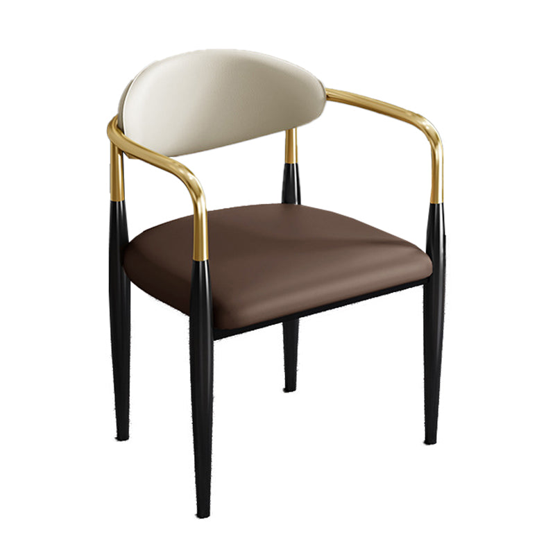 Industrial Open Back Chairs Dining Arm Chair for Kitchen with Metal Legs Coffee 1 Piece Clearhalo 'Dining Chairs' 'Dining Tables & Seating' 'dining_chair' 'furn' 'furn_dining_chair' 'Furniture' 'furniture_dining_chair' 'Kitchen & Dining Furniture' 4912115