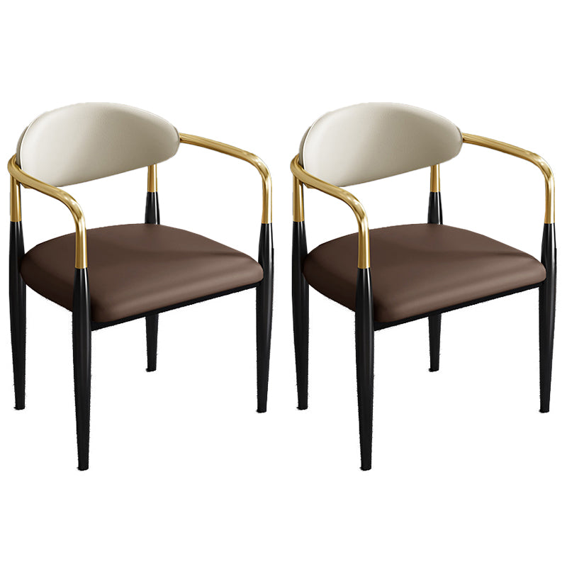 Industrial Open Back Chairs Dining Arm Chair for Kitchen with Metal Legs Coffee 2 Piece Set Clearhalo 'Dining Chairs' 'Dining Tables & Seating' 'dining_chair' 'furn' 'furn_dining_chair' 'Furniture' 'furniture_dining_chair' 'Kitchen & Dining Furniture' 4912116