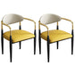 Industrial Open Back Chairs Dining Arm Chair for Kitchen with Metal Legs Yellow 2 Piece Set Clearhalo 'Dining Chairs' 'Dining Tables & Seating' 'dining_chair' 'furn' 'furn_dining_chair' 'Furniture' 'furniture_dining_chair' 'Kitchen & Dining Furniture' 4912119