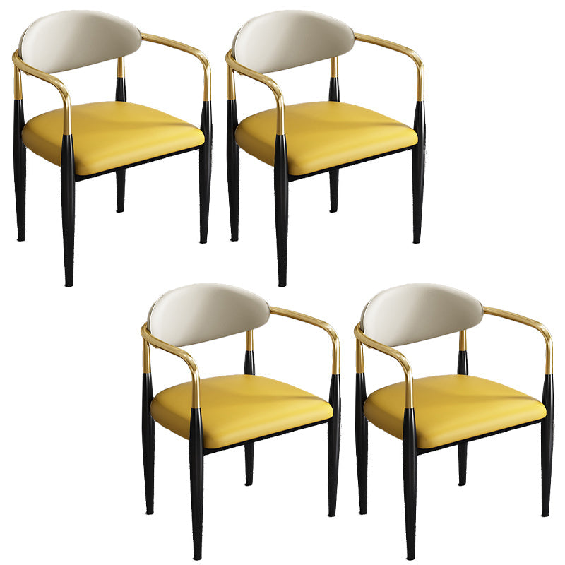 Industrial Open Back Chairs Dining Arm Chair for Kitchen with Metal Legs Yellow 4 Piece Set Clearhalo 'Dining Chairs' 'Dining Tables & Seating' 'dining_chair' 'furn' 'furn_dining_chair' 'Furniture' 'furniture_dining_chair' 'Kitchen & Dining Furniture' 4912120