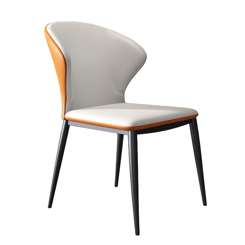 Modern Style Chairs Dining Armless Chairs for Kitchen with Metal Legs Orange 1 Piece Clearhalo 'Dining Chairs' 'Dining Tables & Seating' 'dining_chair' 'furn' 'furn_dining_chair' 'Furniture' 'furniture_dining_chair' 'Kitchen & Dining Furniture' 4912123