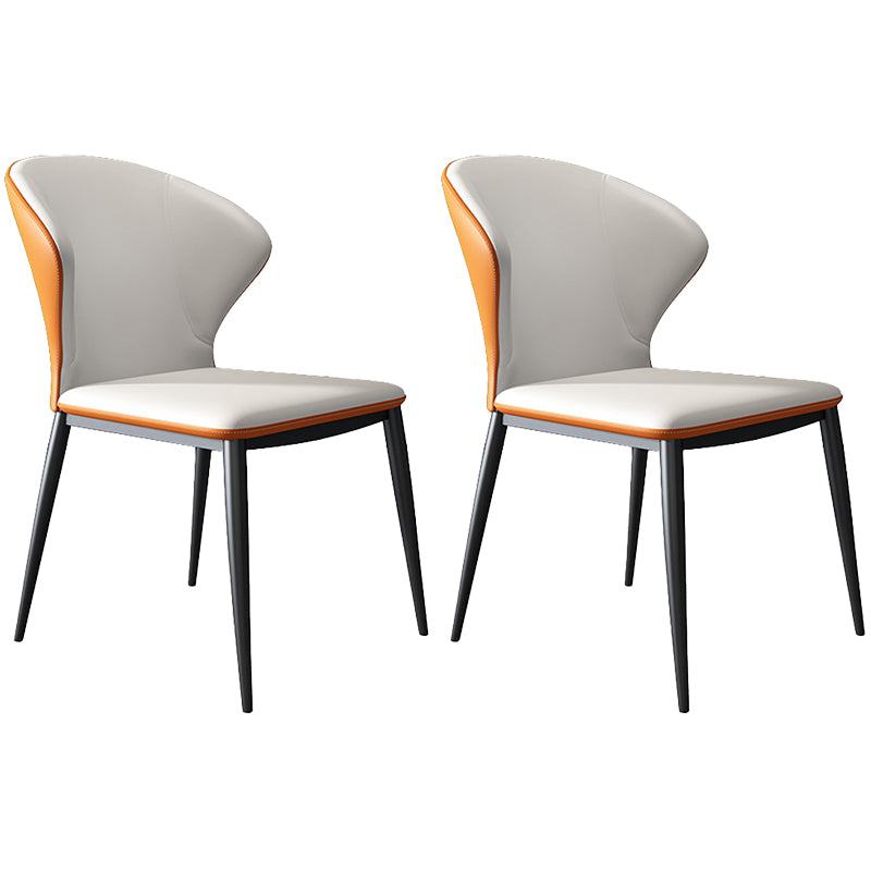 Modern Style Chairs Dining Armless Chairs for Kitchen with Metal Legs Orange 2 Piece Set Clearhalo 'Dining Chairs' 'Dining Tables & Seating' 'dining_chair' 'furn' 'furn_dining_chair' 'Furniture' 'furniture_dining_chair' 'Kitchen & Dining Furniture' 4912125