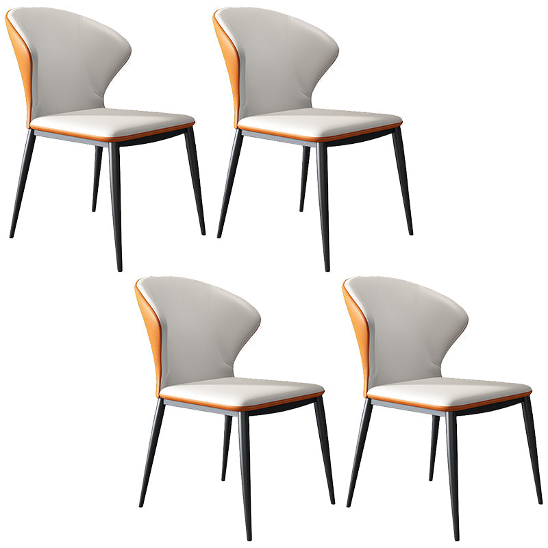 Modern Style Chairs Dining Armless Chairs for Kitchen with Metal Legs Orange 4 Piece Set Clearhalo 'Dining Chairs' 'Dining Tables & Seating' 'dining_chair' 'furn' 'furn_dining_chair' 'Furniture' 'furniture_dining_chair' 'Kitchen & Dining Furniture' 4912126