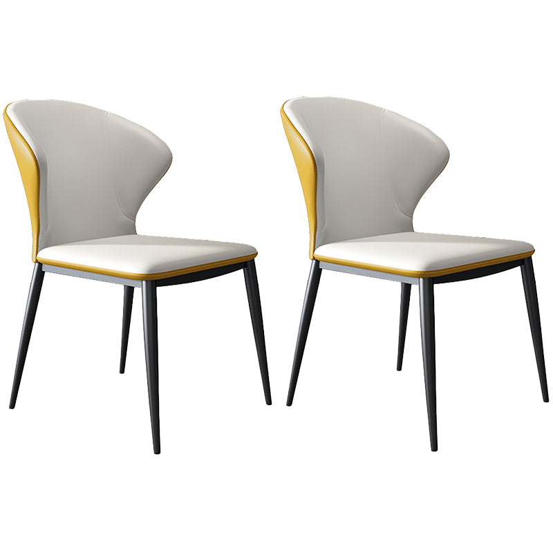 Modern Style Chairs Dining Armless Chairs for Kitchen with Metal Legs Yellow 2 Piece Set Clearhalo 'Dining Chairs' 'Dining Tables & Seating' 'dining_chair' 'furn' 'furn_dining_chair' 'Furniture' 'furniture_dining_chair' 'Kitchen & Dining Furniture' 4912137