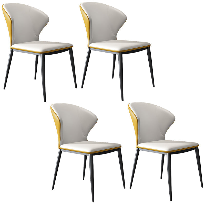 Modern Style Chairs Dining Armless Chairs for Kitchen with Metal Legs Yellow 4 Piece Set Clearhalo 'Dining Chairs' 'Dining Tables & Seating' 'dining_chair' 'furn' 'furn_dining_chair' 'Furniture' 'furniture_dining_chair' 'Kitchen & Dining Furniture' 4912139