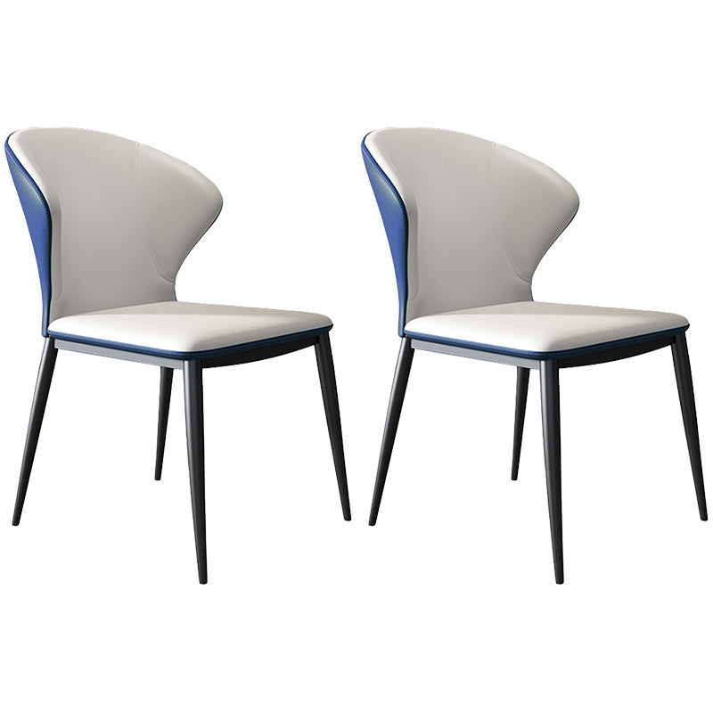 Modern Style Chairs Dining Armless Chairs for Kitchen with Metal Legs Blue 2 Piece Set Clearhalo 'Dining Chairs' 'Dining Tables & Seating' 'dining_chair' 'furn' 'furn_dining_chair' 'Furniture' 'furniture_dining_chair' 'Kitchen & Dining Furniture' 4912142