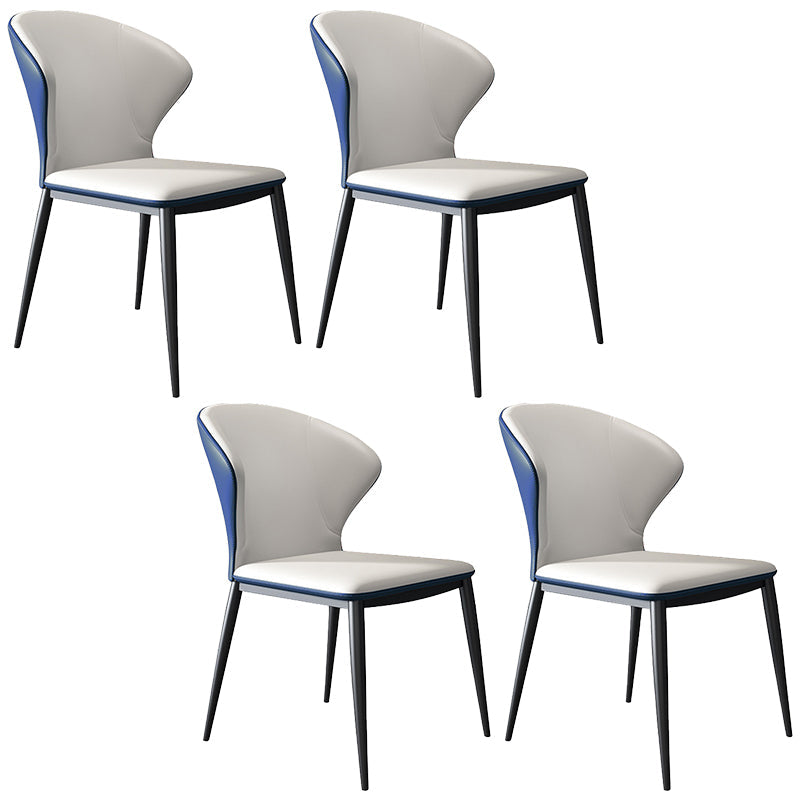 Modern Style Chairs Dining Armless Chairs for Kitchen with Metal Legs Blue 4 Piece Set Clearhalo 'Dining Chairs' 'Dining Tables & Seating' 'dining_chair' 'furn' 'furn_dining_chair' 'Furniture' 'furniture_dining_chair' 'Kitchen & Dining Furniture' 4912143