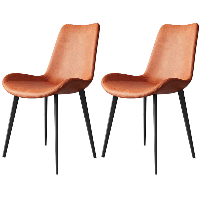 Modern Style Chair Dining Armless Chairs for Kitchen with Metal Legs Orange 2 Piece Set Clearhalo 'Dining Chairs' 'Dining Tables & Seating' 'dining_chair' 'furn' 'furn_dining_chair' 'Furniture' 'furniture_dining_chair' 'Kitchen & Dining Furniture' 4912154