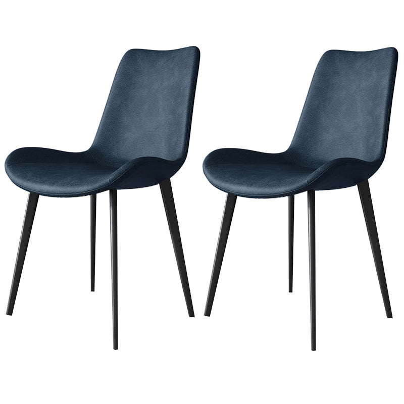 Modern Style Chair Dining Armless Chairs for Kitchen with Metal Legs Dark Blue 2 Piece Set Clearhalo 'Dining Chairs' 'Dining Tables & Seating' 'dining_chair' 'furn' 'furn_dining_chair' 'Furniture' 'furniture_dining_chair' 'Kitchen & Dining Furniture' 4912160