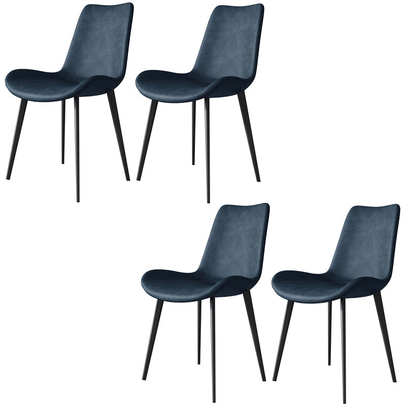 Modern Style Chair Dining Armless Chairs for Kitchen with Metal Legs Dark Blue 4 Piece Set Clearhalo 'Dining Chairs' 'Dining Tables & Seating' 'dining_chair' 'furn' 'furn_dining_chair' 'Furniture' 'furniture_dining_chair' 'Kitchen & Dining Furniture' 4912162
