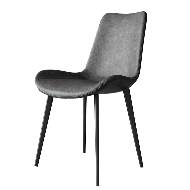 Modern Style Chair Dining Armless Chairs for Kitchen with Metal Legs Grey 1 Piece Clearhalo 'Dining Chairs' 'Dining Tables & Seating' 'dining_chair' 'furn' 'furn_dining_chair' 'Furniture' 'furniture_dining_chair' 'Kitchen & Dining Furniture' 4912164