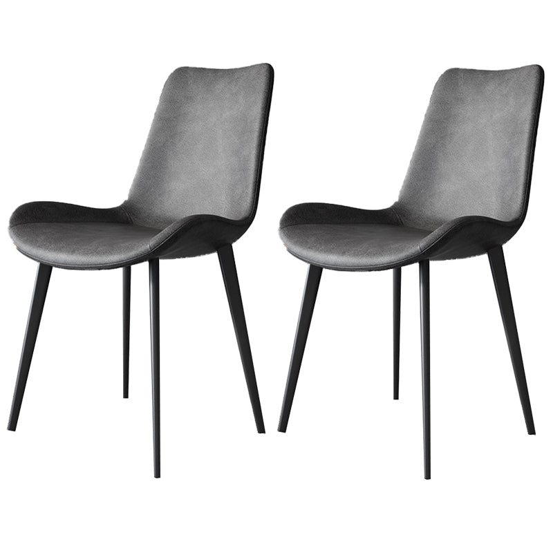 Modern Style Chair Dining Armless Chairs for Kitchen with Metal Legs Grey 2 Piece Set Clearhalo 'Dining Chairs' 'Dining Tables & Seating' 'dining_chair' 'furn' 'furn_dining_chair' 'Furniture' 'furniture_dining_chair' 'Kitchen & Dining Furniture' 4912166