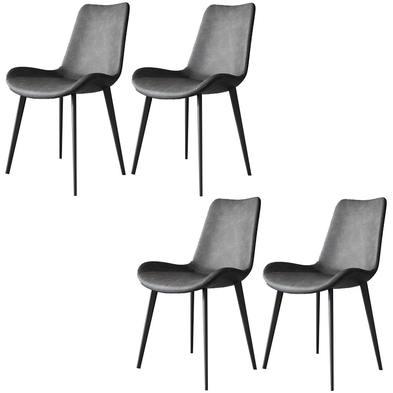 Modern Style Chair Dining Armless Chairs for Kitchen with Metal Legs Grey 4 Piece Set Clearhalo 'Dining Chairs' 'Dining Tables & Seating' 'dining_chair' 'furn' 'furn_dining_chair' 'Furniture' 'furniture_dining_chair' 'Kitchen & Dining Furniture' 4912167