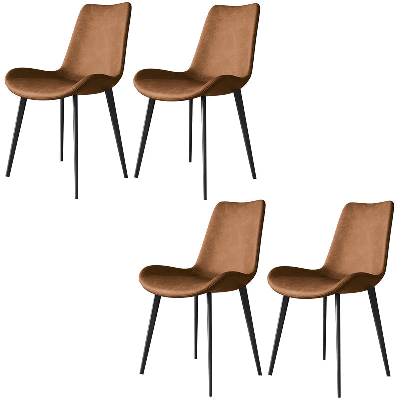 Modern Style Chair Dining Armless Chairs for Kitchen with Metal Legs Brown 4 Piece Set Clearhalo 'Dining Chairs' 'Dining Tables & Seating' 'dining_chair' 'furn' 'furn_dining_chair' 'Furniture' 'furniture_dining_chair' 'Kitchen & Dining Furniture' 4912171
