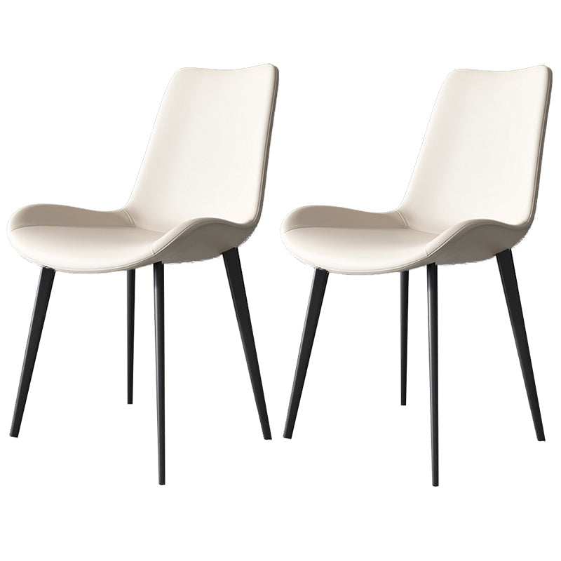 Modern Style Chair Dining Armless Chairs for Kitchen with Metal Legs Off-White 2 Piece Set Clearhalo 'Dining Chairs' 'Dining Tables & Seating' 'dining_chair' 'furn' 'furn_dining_chair' 'Furniture' 'furniture_dining_chair' 'Kitchen & Dining Furniture' 4912173