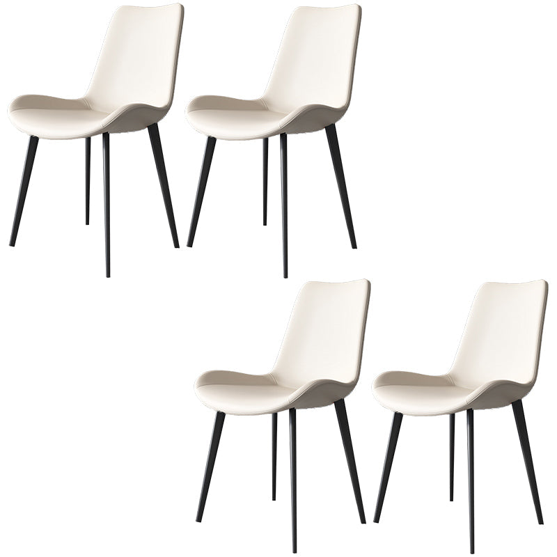 Modern Style Chair Dining Armless Chairs for Kitchen with Metal Legs Off-White 4 Piece Set Clearhalo 'Dining Chairs' 'Dining Tables & Seating' 'dining_chair' 'furn' 'furn_dining_chair' 'Furniture' 'furniture_dining_chair' 'Kitchen & Dining Furniture' 4912174