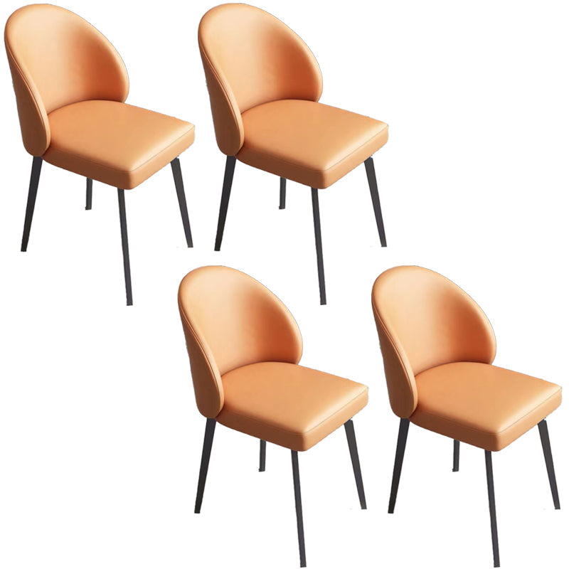 Contemporary Style Chair Dining Armless Chairs for Kitchen with Metal Legs Orange 4 Piece Set Clearhalo 'Dining Chairs' 'Dining Tables & Seating' 'dining_chair' 'furn' 'furn_dining_chair' 'Furniture' 'furniture_dining_chair' 'Kitchen & Dining Furniture' 4912186