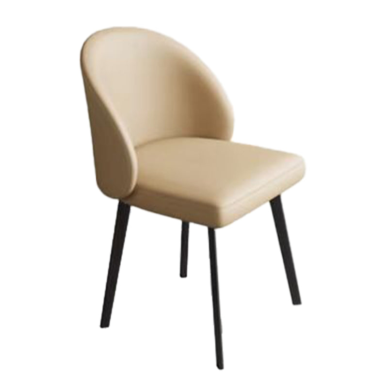 Contemporary Style Chair Dining Armless Chairs for Kitchen with Metal Legs Beige 1 Piece Clearhalo 'Dining Chairs' 'Dining Tables & Seating' 'dining_chair' 'furn' 'furn_dining_chair' 'Furniture' 'furniture_dining_chair' 'Kitchen & Dining Furniture' 4912189