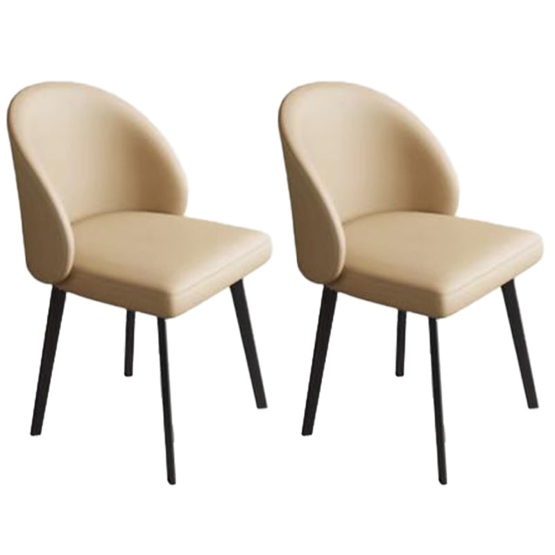 Contemporary Style Chair Dining Armless Chairs for Kitchen with Metal Legs Beige 2 Piece Set Clearhalo 'Dining Chairs' 'Dining Tables & Seating' 'dining_chair' 'furn' 'furn_dining_chair' 'Furniture' 'furniture_dining_chair' 'Kitchen & Dining Furniture' 4912191