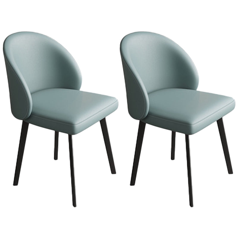 Contemporary Style Chair Dining Armless Chairs for Kitchen with Metal Legs Blue 2 Piece Set Clearhalo 'Dining Chairs' 'Dining Tables & Seating' 'dining_chair' 'furn' 'furn_dining_chair' 'Furniture' 'furniture_dining_chair' 'Kitchen & Dining Furniture' 4912196