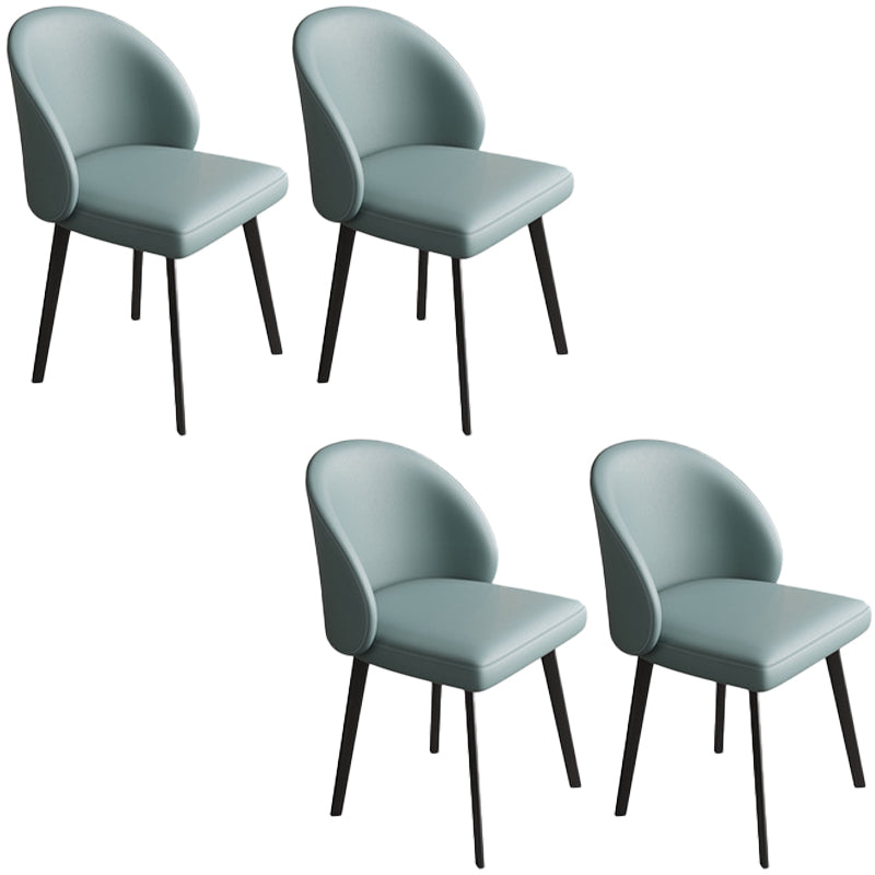 Contemporary Style Chair Dining Armless Chairs for Kitchen with Metal Legs Blue 4 Piece Set Clearhalo 'Dining Chairs' 'Dining Tables & Seating' 'dining_chair' 'furn' 'furn_dining_chair' 'Furniture' 'furniture_dining_chair' 'Kitchen & Dining Furniture' 4912197