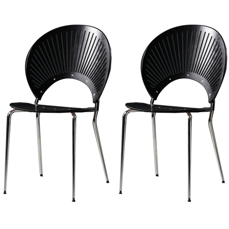 Industrial Open Back Chairs Dining Armless Chair for Kitchen with Metal Legs Black 2 Piece Set Silver Clearhalo 'Dining Chairs' 'Dining Tables & Seating' 'dining_chair' 'furn' 'furn_dining_chair' 'Furniture' 'furniture_dining_chair' 'Kitchen & Dining Furniture' 4912200