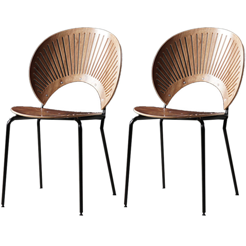 Industrial Open Back Chairs Dining Armless Chair for Kitchen with Metal Legs 2 Piece Set Black Clearhalo 'Dining Chairs' 'Dining Tables & Seating' 'dining_chair' 'furn' 'furn_dining_chair' 'Furniture' 'furniture_dining_chair' 'Kitchen & Dining Furniture' 4912206