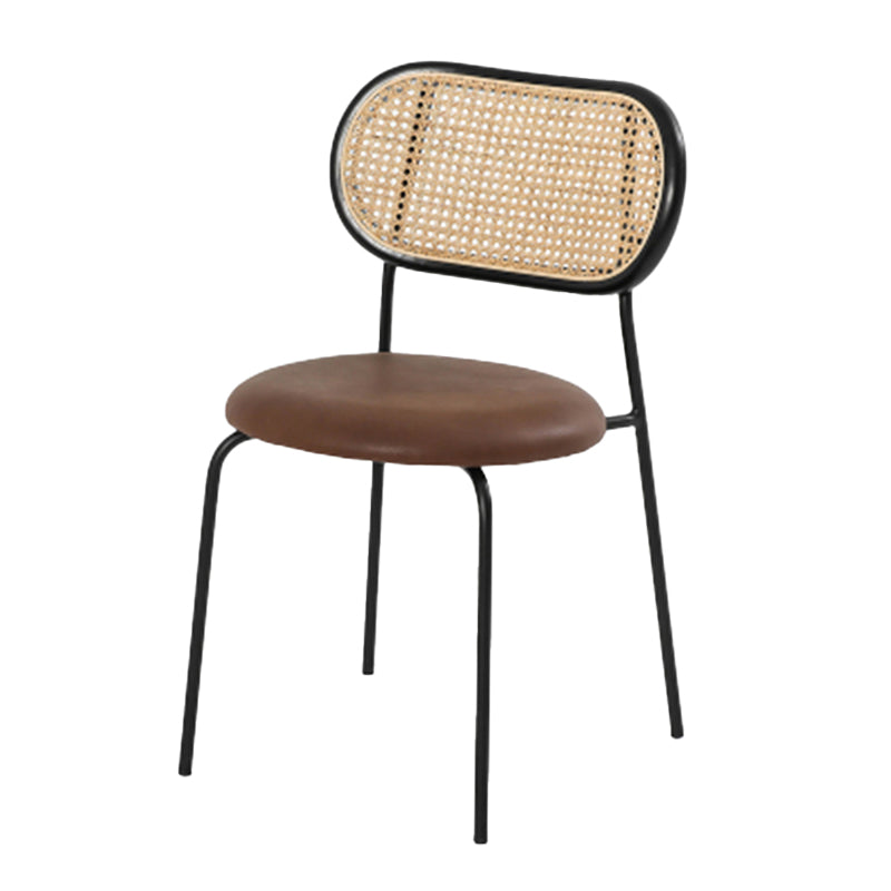 Industrial Open Back Chair Dining Armless Chair for Kitchen with Metal Legs Brown 1 Piece Clearhalo 'Dining Chairs' 'Dining Tables & Seating' 'dining_chair' 'furn' 'furn_dining_chair' 'Furniture' 'furniture_dining_chair' 'Kitchen & Dining Furniture' 4912218
