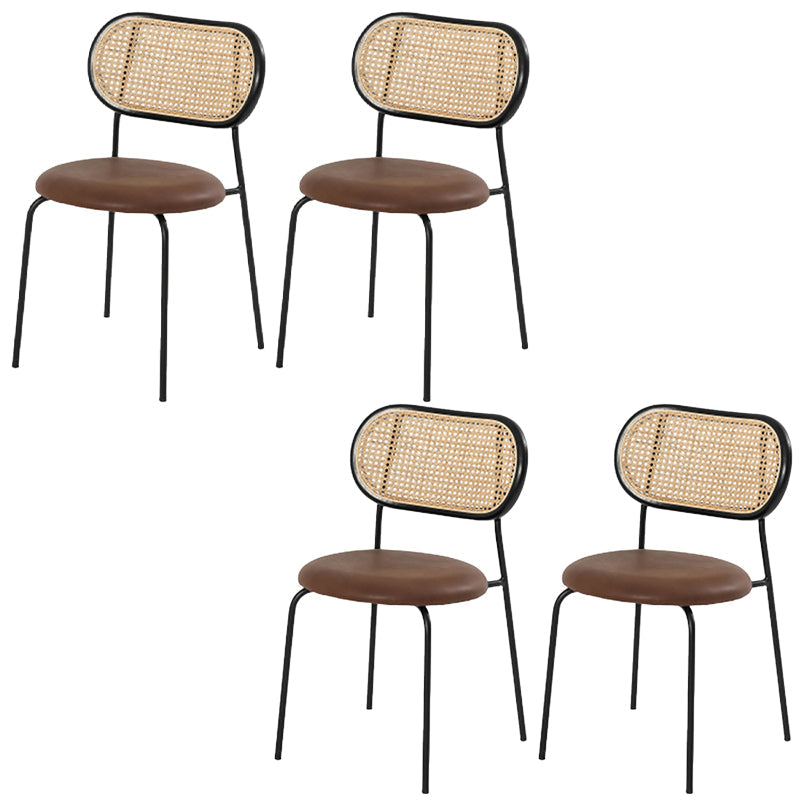 Industrial Open Back Chair Dining Armless Chair for Kitchen with Metal Legs Brown 4 Piece Set Clearhalo 'Dining Chairs' 'Dining Tables & Seating' 'dining_chair' 'furn' 'furn_dining_chair' 'Furniture' 'furniture_dining_chair' 'Kitchen & Dining Furniture' 4912221