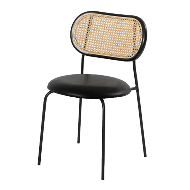 Industrial Open Back Chair Dining Armless Chair for Kitchen with Metal Legs Black 1 Piece Clearhalo 'Dining Chairs' 'Dining Tables & Seating' 'dining_chair' 'furn' 'furn_dining_chair' 'Furniture' 'furniture_dining_chair' 'Kitchen & Dining Furniture' 4912230