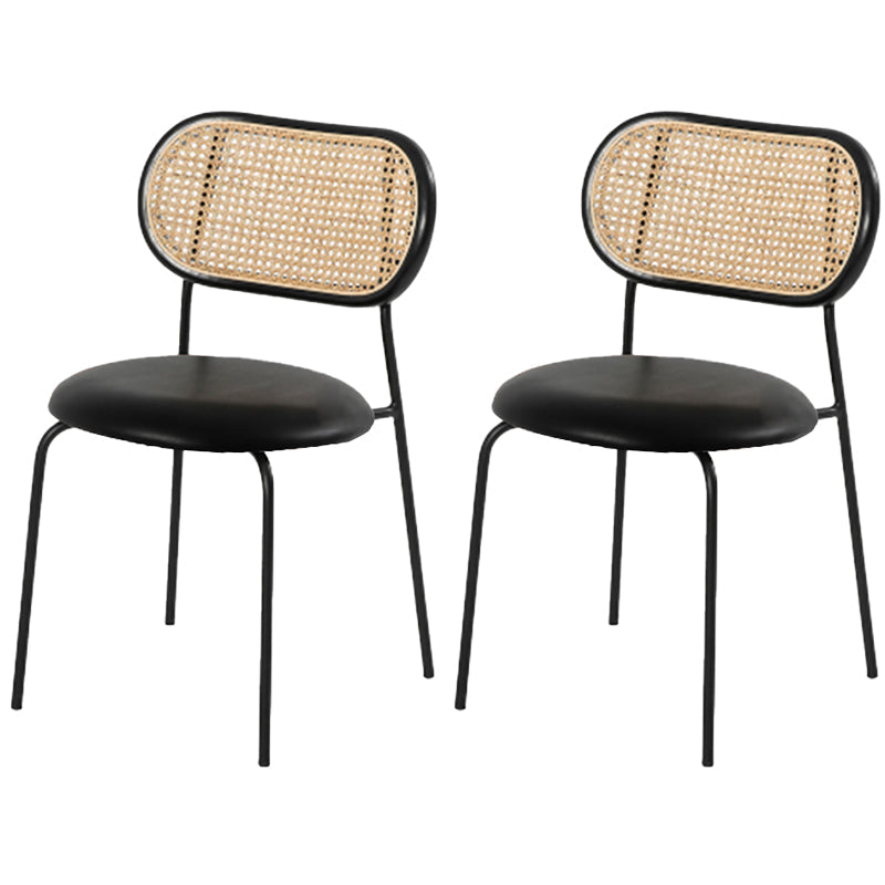 Industrial Open Back Chair Dining Armless Chair for Kitchen with Metal Legs Black 2 Piece Set Clearhalo 'Dining Chairs' 'Dining Tables & Seating' 'dining_chair' 'furn' 'furn_dining_chair' 'Furniture' 'furniture_dining_chair' 'Kitchen & Dining Furniture' 4912231
