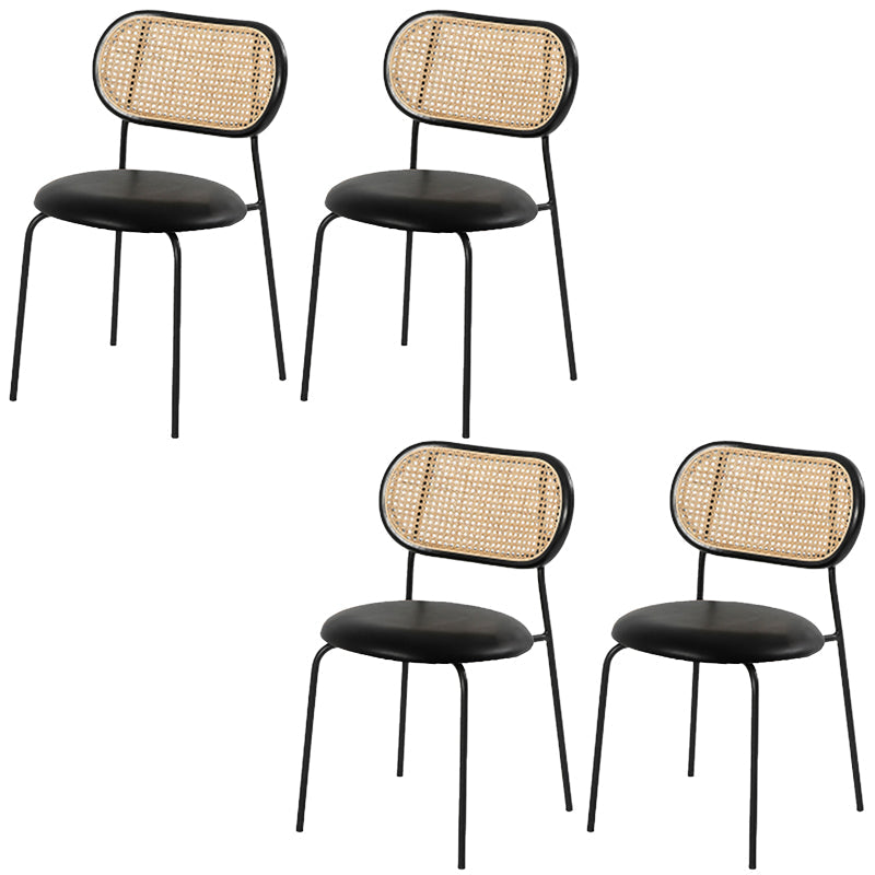 Industrial Open Back Chair Dining Armless Chair for Kitchen with Metal Legs Black 4 Piece Set Clearhalo 'Dining Chairs' 'Dining Tables & Seating' 'dining_chair' 'furn' 'furn_dining_chair' 'Furniture' 'furniture_dining_chair' 'Kitchen & Dining Furniture' 4912232