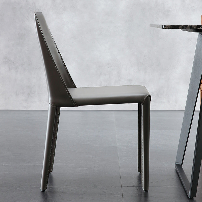 Contemporary Leather Dining Side Chairs Armless Solid Back Chair Clearhalo 'Dining Chairs' 'Dining Tables & Seating' 'dining_chair' 'furn' 'furn_dining_chair' 'Furniture' 'furniture_dining_chair' 'Kitchen & Dining Furniture' 4912240