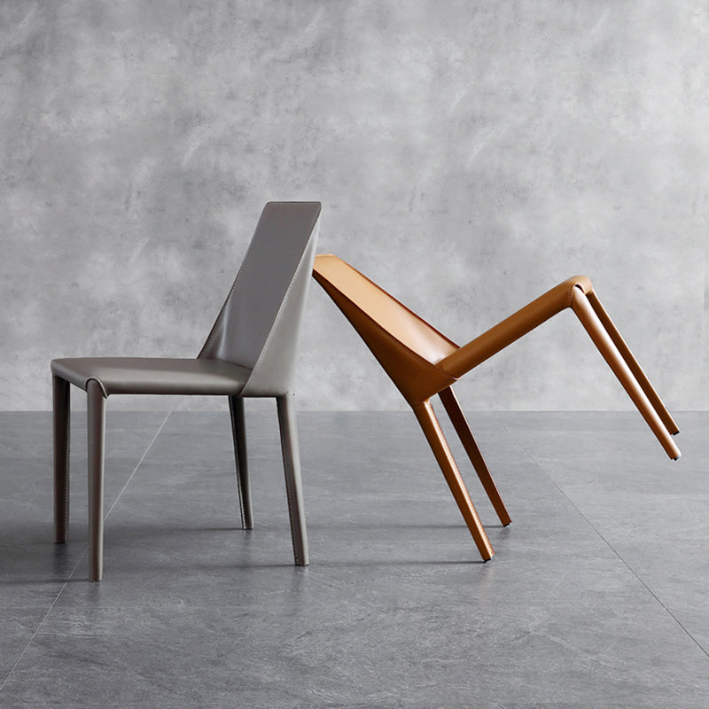 Contemporary Leather Dining Side Chairs Armless Solid Back Chair Clearhalo 'Dining Chairs' 'Dining Tables & Seating' 'dining_chair' 'furn' 'furn_dining_chair' 'Furniture' 'furniture_dining_chair' 'Kitchen & Dining Furniture' 4912241