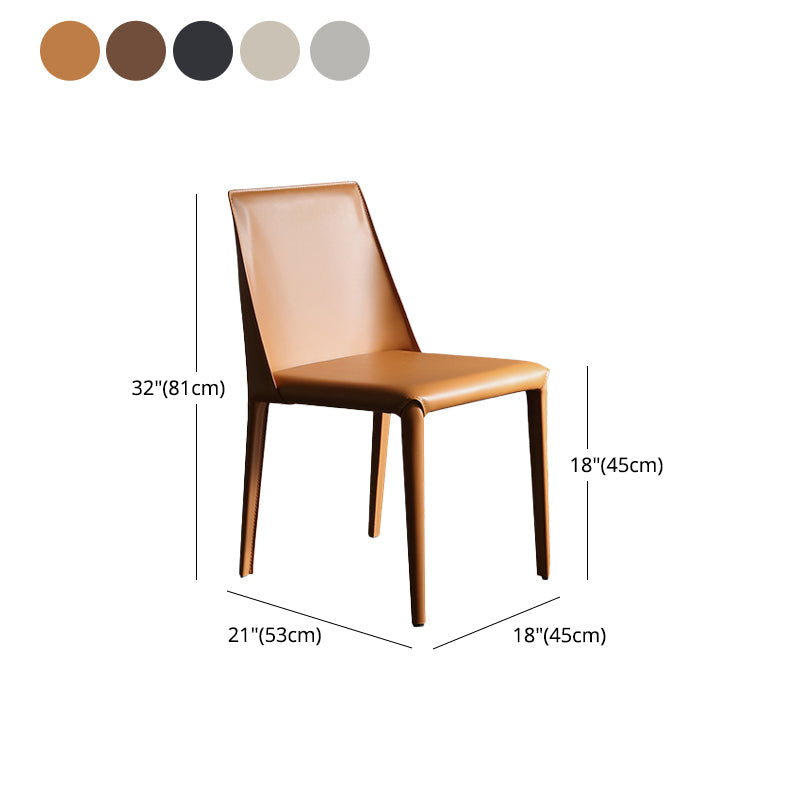 Contemporary Leather Dining Side Chairs Armless Solid Back Chair Clearhalo 'Dining Chairs' 'Dining Tables & Seating' 'dining_chair' 'furn' 'furn_dining_chair' 'Furniture' 'furniture_dining_chair' 'Kitchen & Dining Furniture' 4912254