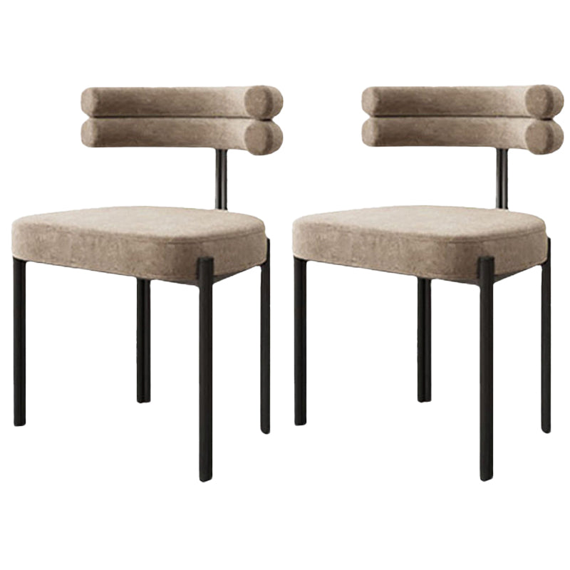Contemporary Style Upholstered Side Chairs Open Back Dining Side Chair Khaki 2 Piece Set Clearhalo 'Dining Chairs' 'Dining Tables & Seating' 'dining_chair' 'furn' 'furn_dining_chair' 'Furniture' 'furniture_dining_chair' 'Kitchen & Dining Furniture' 4912257