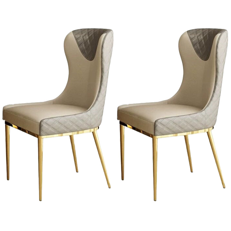 Nordic Style Wingback Armless Dining Chair Leather Dining Side Chair Grey 2 Piece Set Clearhalo 'Dining Chairs' 'Dining Tables & Seating' 'dining_chair' 'furn' 'furn_dining_chair' 'Furniture' 'furniture_dining_chair' 'Kitchen & Dining Furniture' 4912281