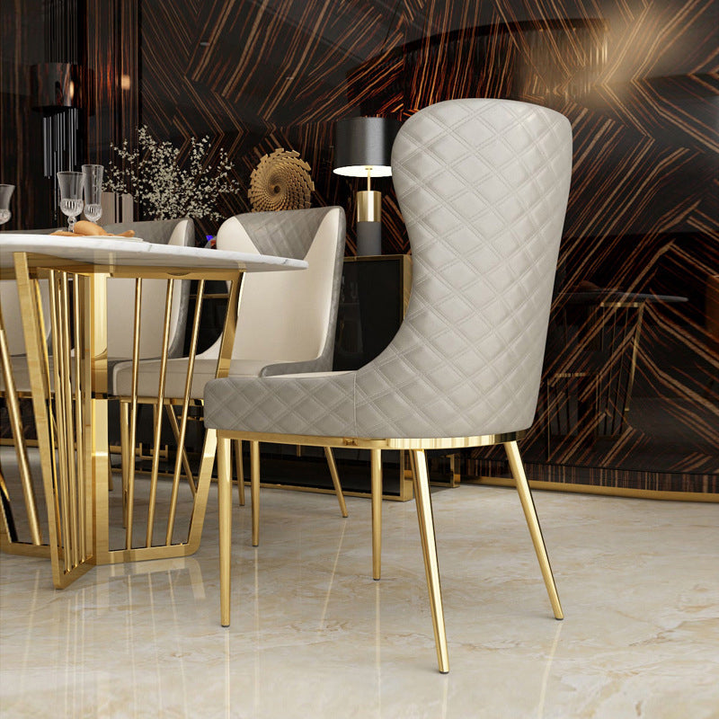 Nordic Style Wingback Armless Dining Chair Leather Dining Side Chair Clearhalo 'Dining Chairs' 'Dining Tables & Seating' 'dining_chair' 'furn' 'furn_dining_chair' 'Furniture' 'furniture_dining_chair' 'Kitchen & Dining Furniture' 4912283