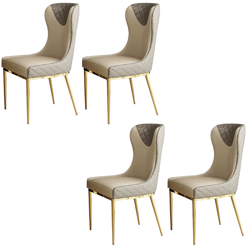 Nordic Style Wingback Armless Dining Chair Leather Dining Side Chair Grey 4 Piece Set Clearhalo 'Dining Chairs' 'Dining Tables & Seating' 'dining_chair' 'furn' 'furn_dining_chair' 'Furniture' 'furniture_dining_chair' 'Kitchen & Dining Furniture' 4912284