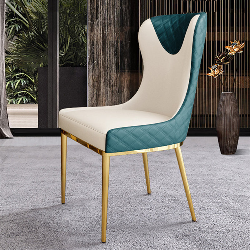 Nordic Style Wingback Armless Dining Chair Leather Dining Side Chair Peacock Green 1 Piece Clearhalo 'Dining Chairs' 'Dining Tables & Seating' 'dining_chair' 'furn' 'furn_dining_chair' 'Furniture' 'furniture_dining_chair' 'Kitchen & Dining Furniture' 4912285