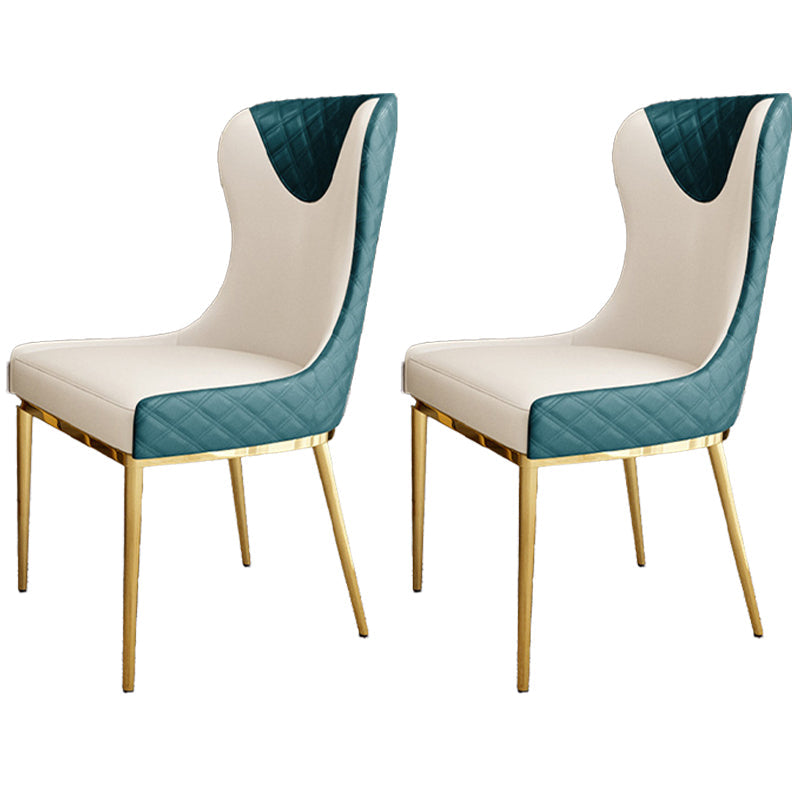 Nordic Style Wingback Armless Dining Chair Leather Dining Side Chair Peacock Green 2 Piece Set Clearhalo 'Dining Chairs' 'Dining Tables & Seating' 'dining_chair' 'furn' 'furn_dining_chair' 'Furniture' 'furniture_dining_chair' 'Kitchen & Dining Furniture' 4912288