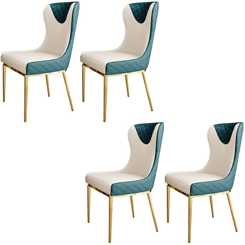 Nordic Style Wingback Armless Dining Chair Leather Dining Side Chair Peacock Green 4 Piece Set Clearhalo 'Dining Chairs' 'Dining Tables & Seating' 'dining_chair' 'furn' 'furn_dining_chair' 'Furniture' 'furniture_dining_chair' 'Kitchen & Dining Furniture' 4912290