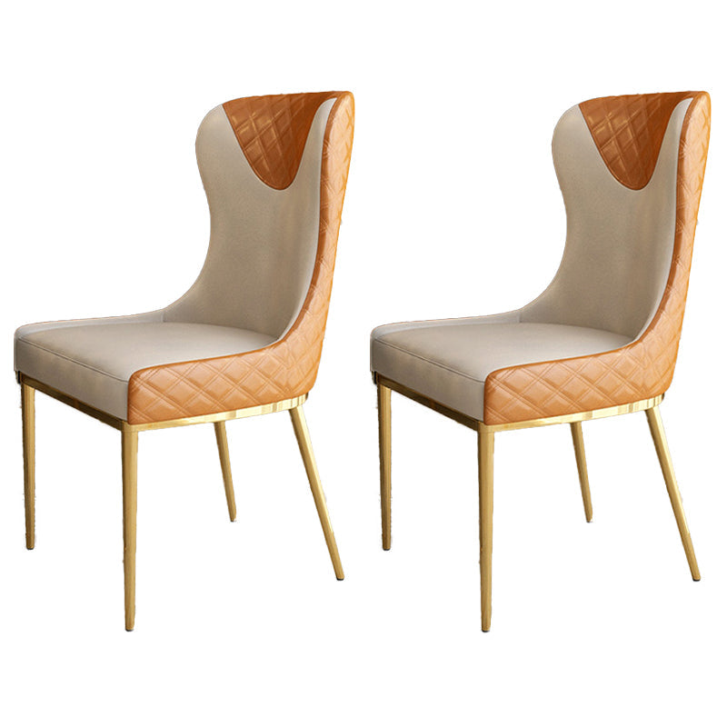 Nordic Style Wingback Armless Dining Chair Leather Dining Side Chair Orange 2 Piece Set Clearhalo 'Dining Chairs' 'Dining Tables & Seating' 'dining_chair' 'furn' 'furn_dining_chair' 'Furniture' 'furniture_dining_chair' 'Kitchen & Dining Furniture' 4912293